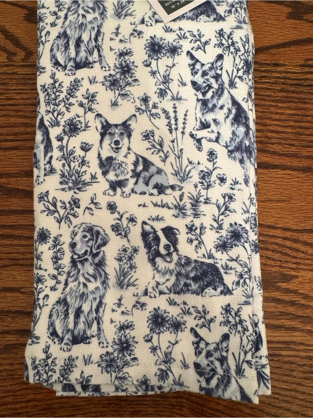 The Farmhouse by Rachel Ashwell Dog Toile Kitchen Towels Set/2 Bamboo Cotton NWT